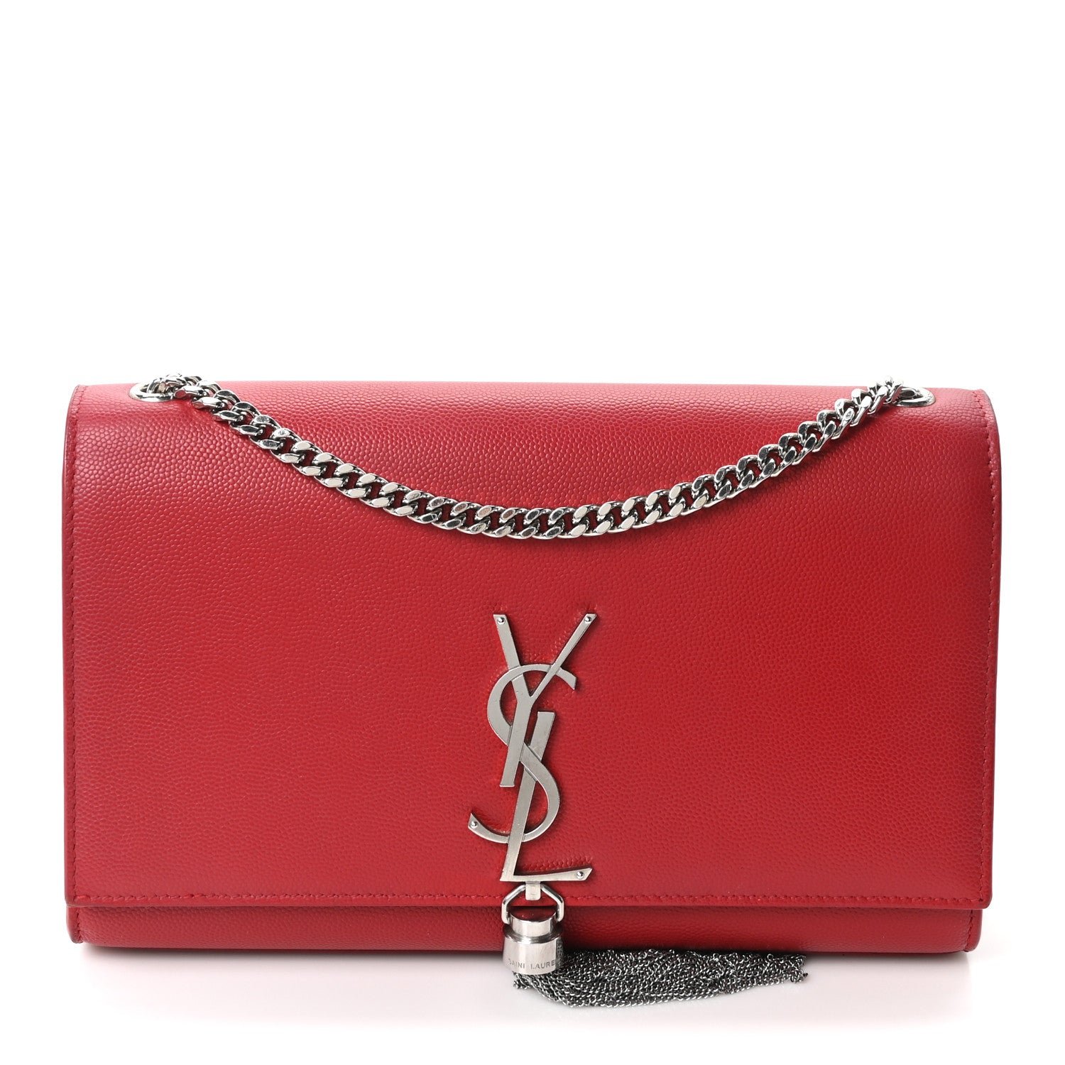 Saint Laurent Grain De Poudre Medium Classic Monogram Kate Tassel Satchel Rouge Eros