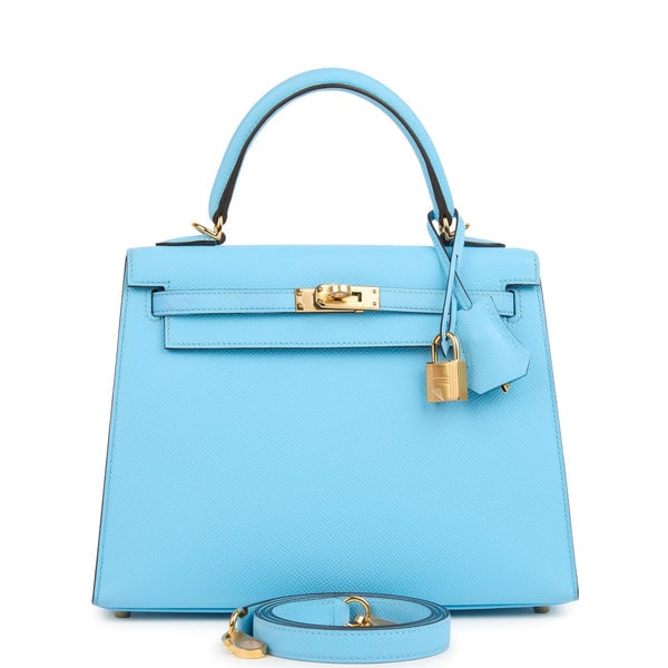 Hermes Hermes Kelly Sellier 25 Celeste Epsom Gold Hardware
