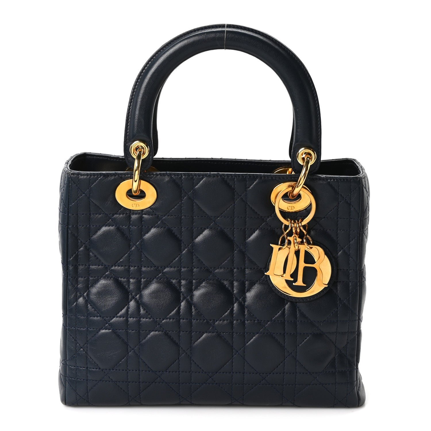 Christian Dior Lambskin Cannage Medium Lady Dior Navy Blue