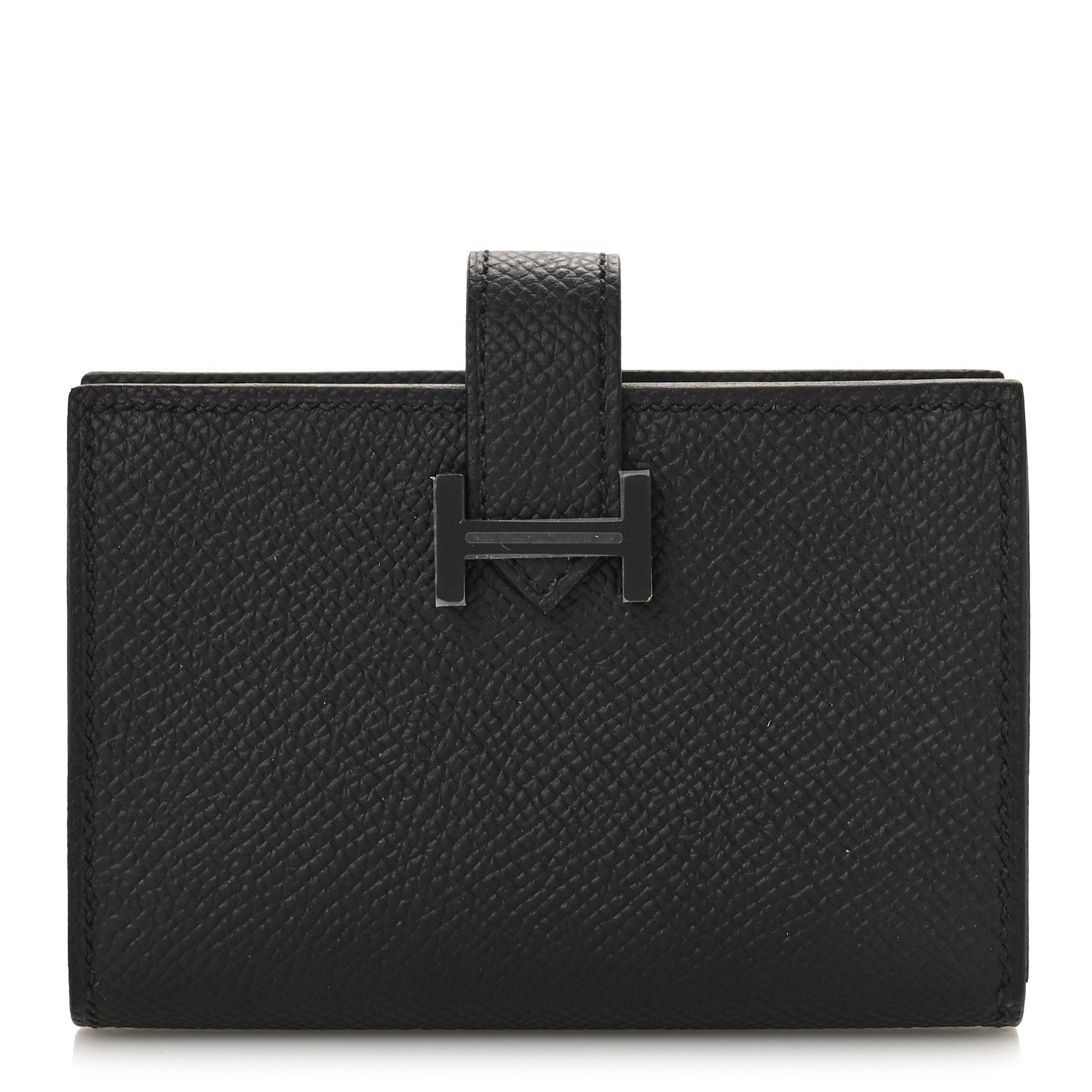 Hermes Epsom Monochrome Bearn Card Holder Wallet Black