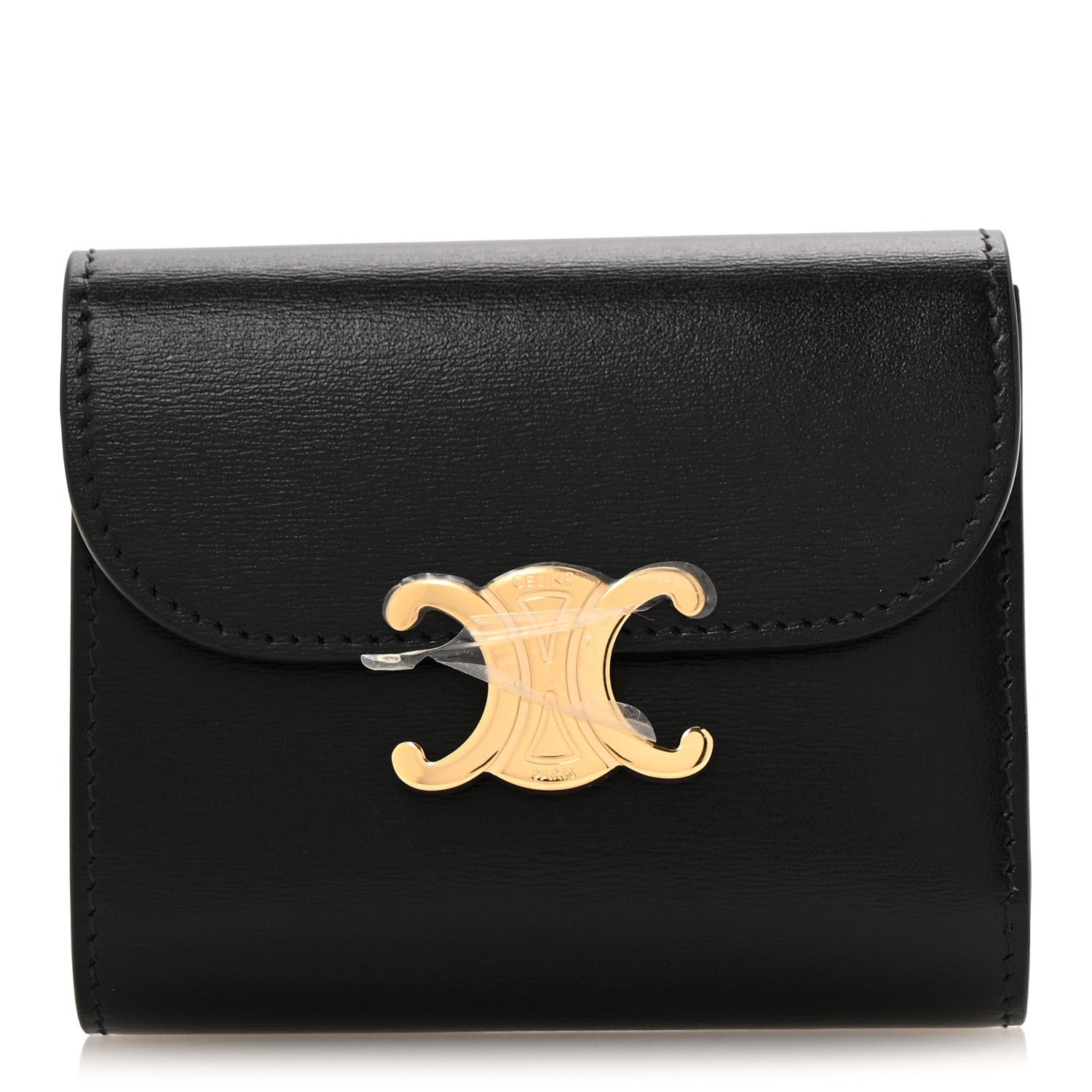 Celine Shiny Smooth Lambskin Small Triomphe Wallet Black