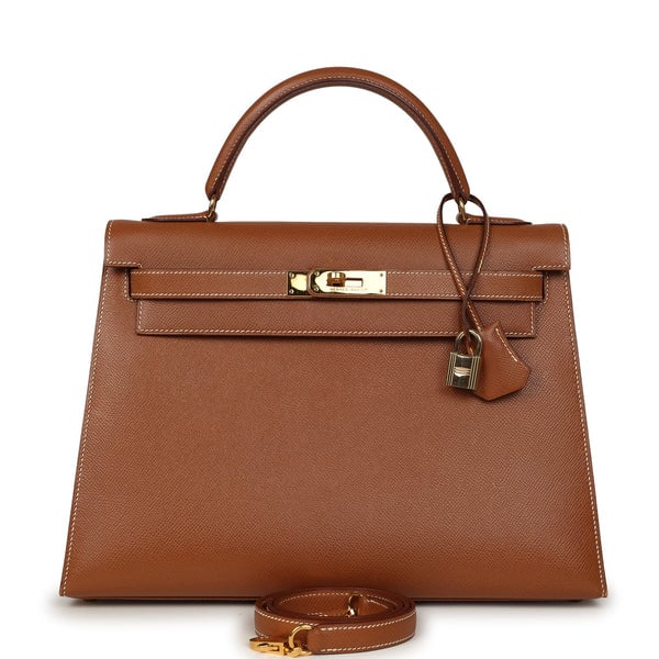 Vintage Hermes Kelly Sellier 32 Gold Epsom Gold Hardware