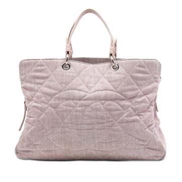 Large CC Quilted Denim Tote