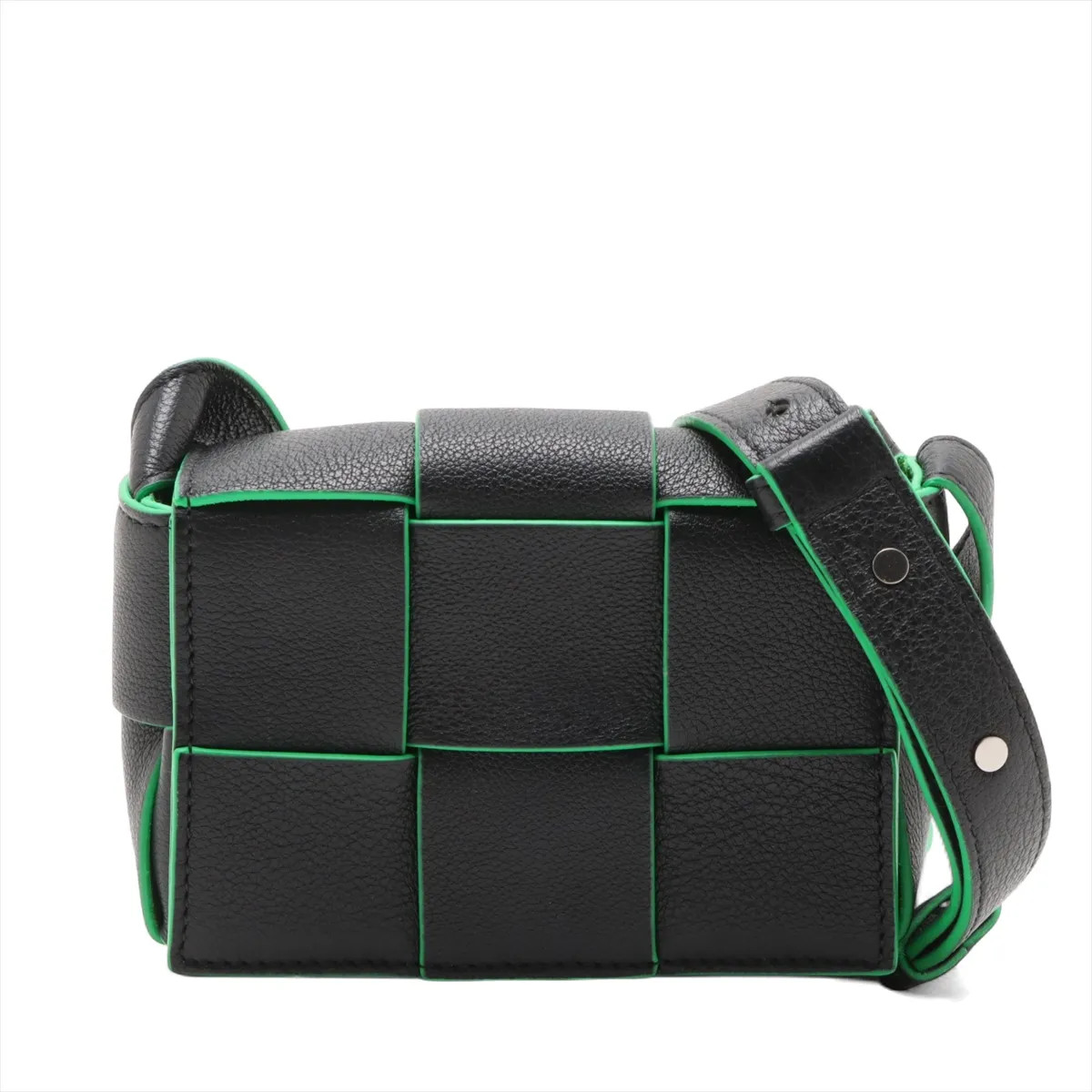 Bottega Veneta Maxi Intrecciato Candy Cassette Leather Shoulder bag black x gree