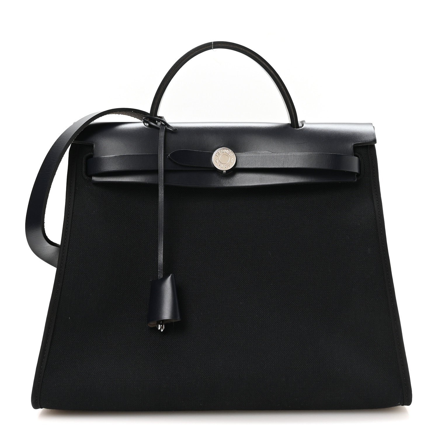 Hermes Military Toile Vache Hunter Herbag Zip PM 31 Black Bleu Indigo