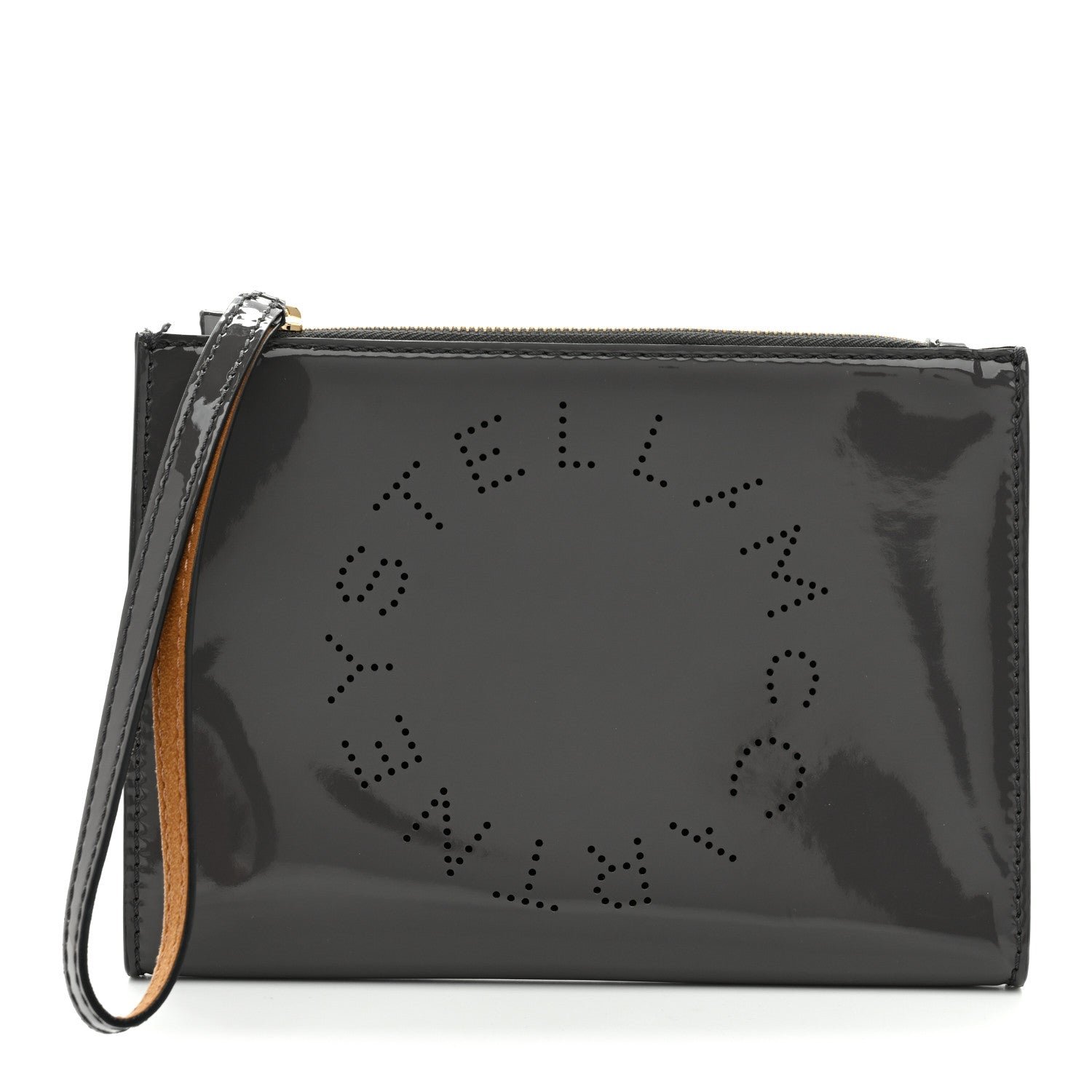 Stella McCartney Stella McCartney Patent Faux Leather Perforated Logo Pouch Caviar