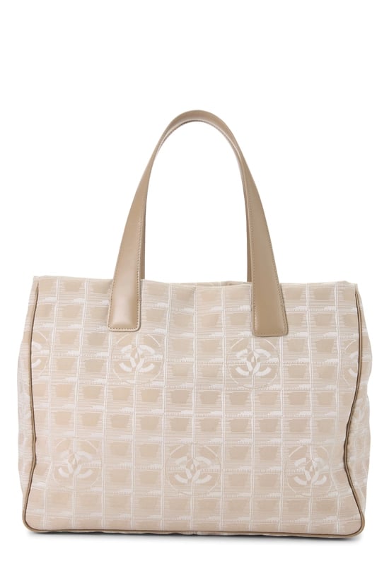 Beige Nylon Travel Line Tote Medium