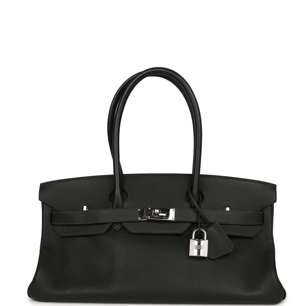 Hermes Vintage Hermes Shoulder Birkin 42 JPG Vert Fonce Togo Palladium Hardware