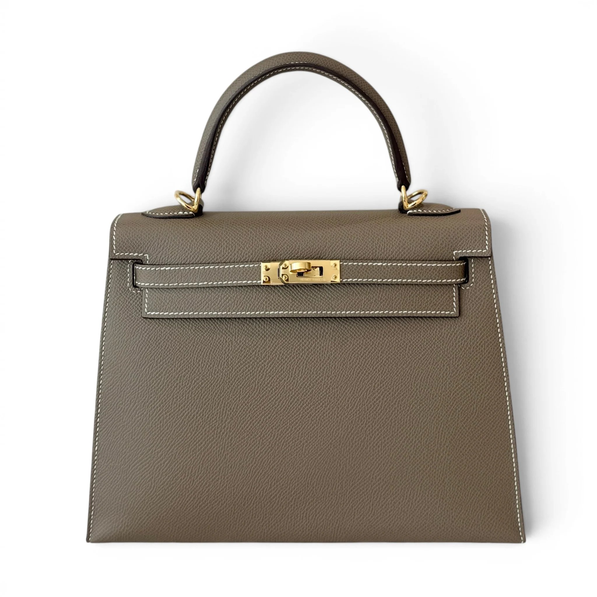 Excellent ( Rank SA ) HERMÈS Kelly 25 Sellier Etoupe (18) Epsom Gold hardware U (2022)
