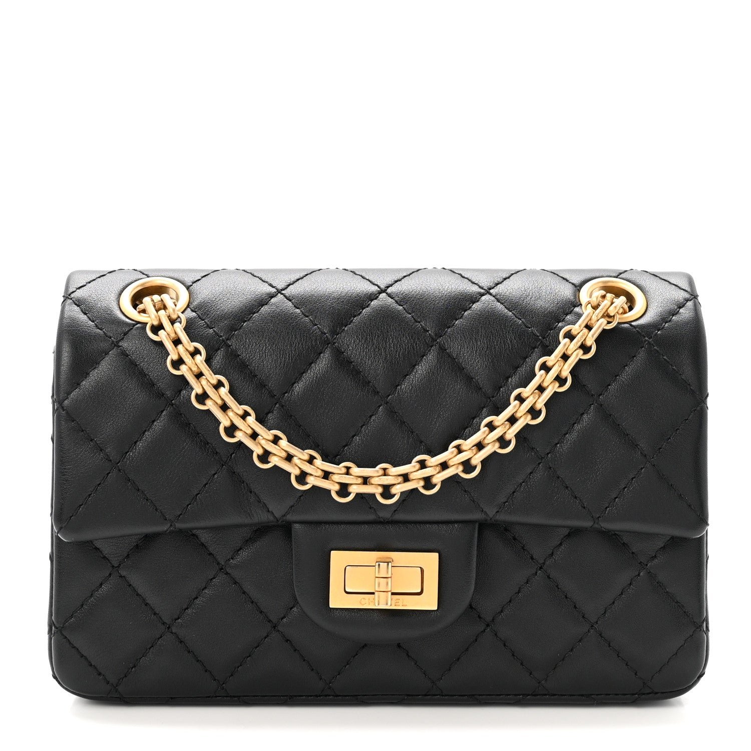 Chanel Aged Calfskin Quilted 2.55 Reissue Mini Flap Black