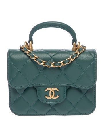 Top Handle Flap Coin Purse w/ Chain