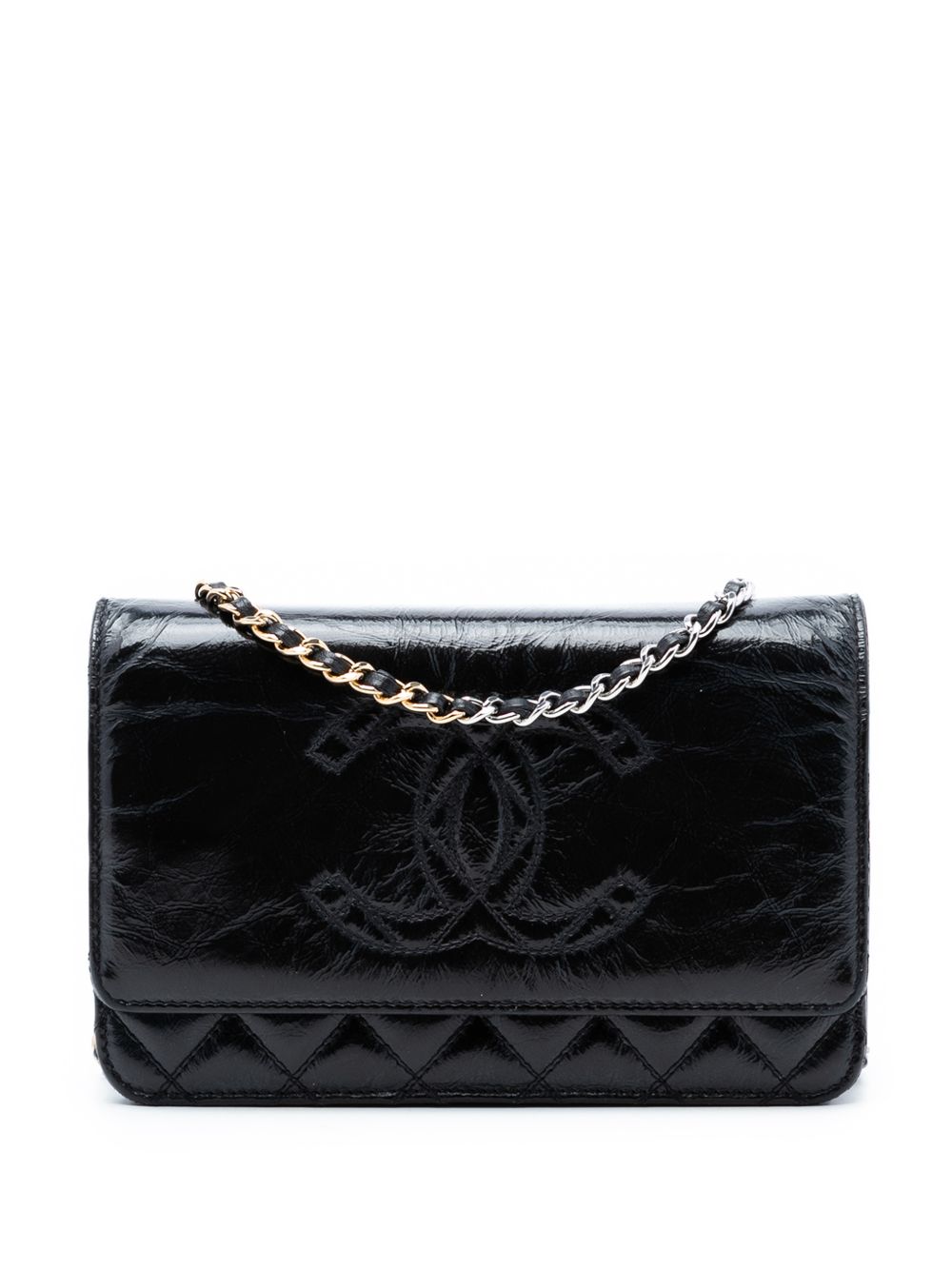 2020 CC Quilted Shiny Aged Calfskin Wallet On Chain crossbody bag