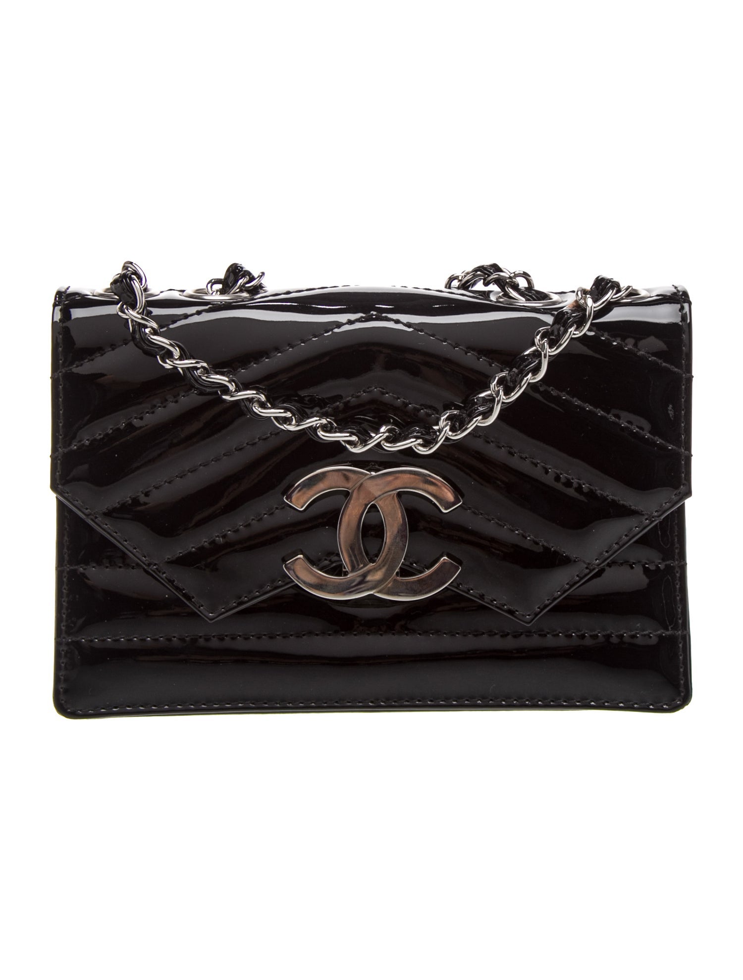 Chevron Patent Chain CC Bag