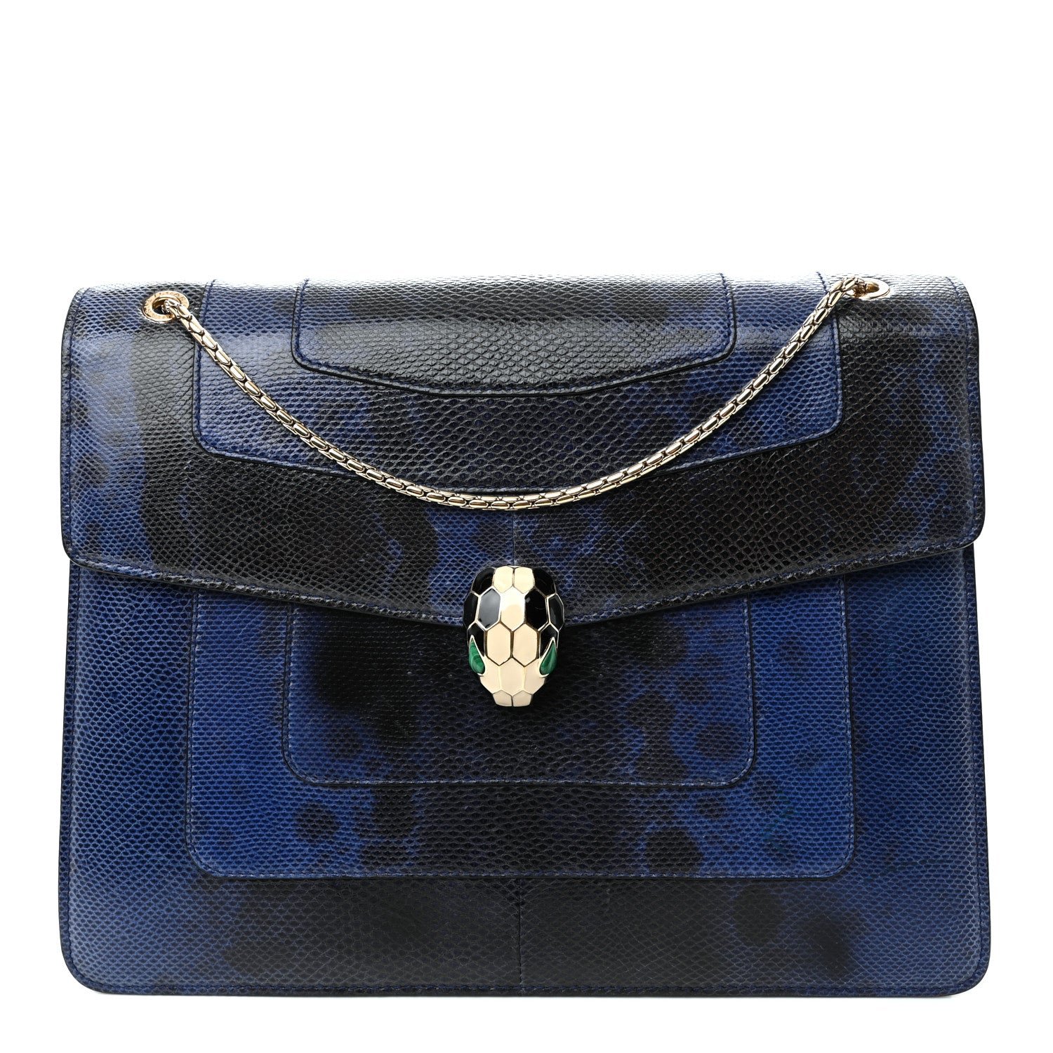 Bvlgari Bulgari Shiny Karung Medium Serpenti Forever Crossbody Bag Dark Blue