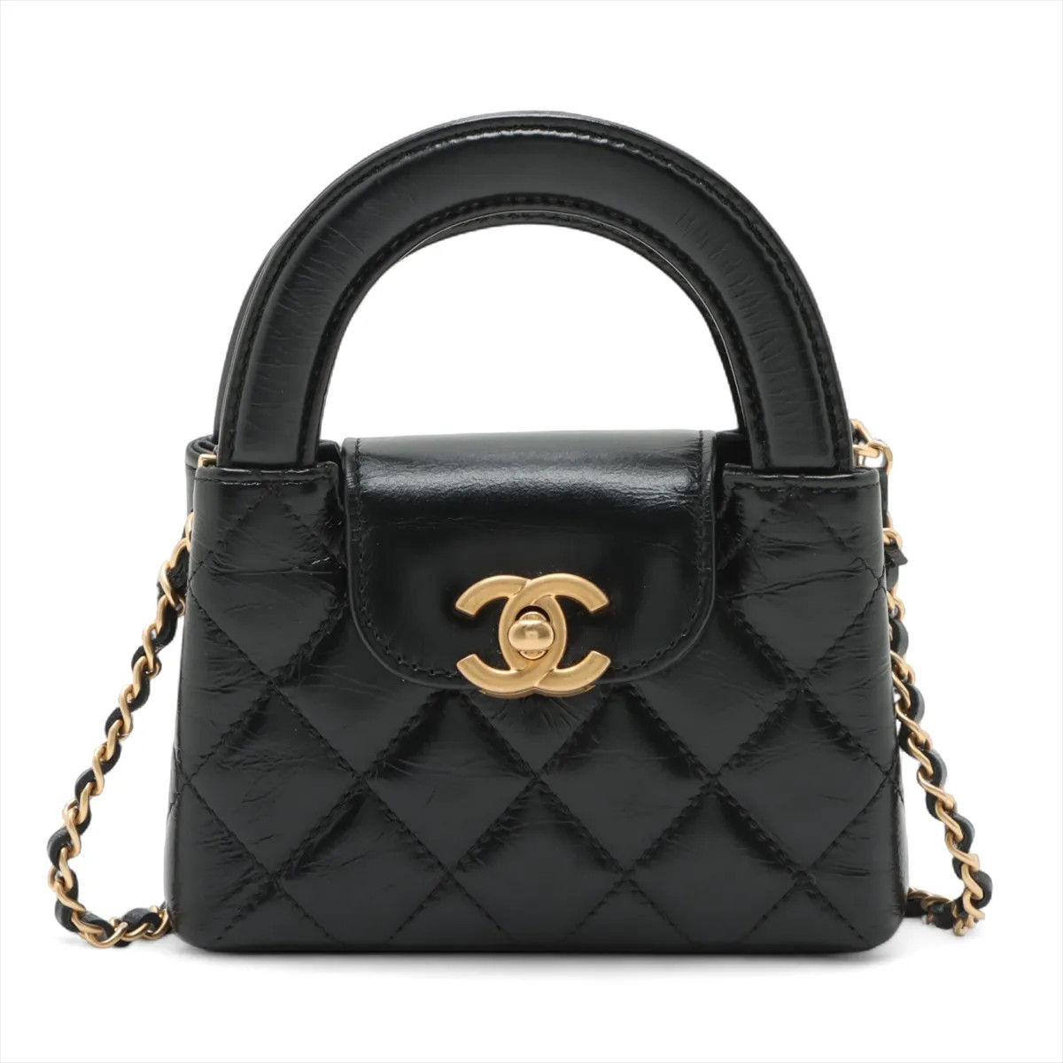 Chanel Matelasse Vintage calf 2 Way Shoulder Bag Black Gold Metal Fittings rando
