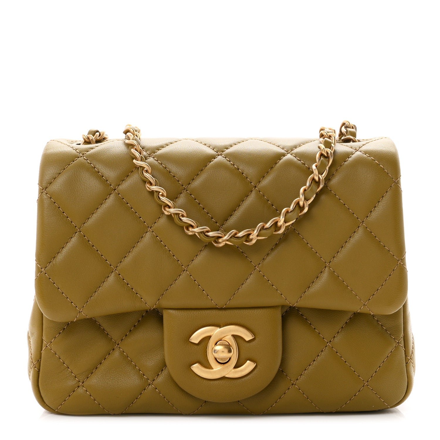 Chanel Lambskin Quilted Mini Pearl Crush Flap Green