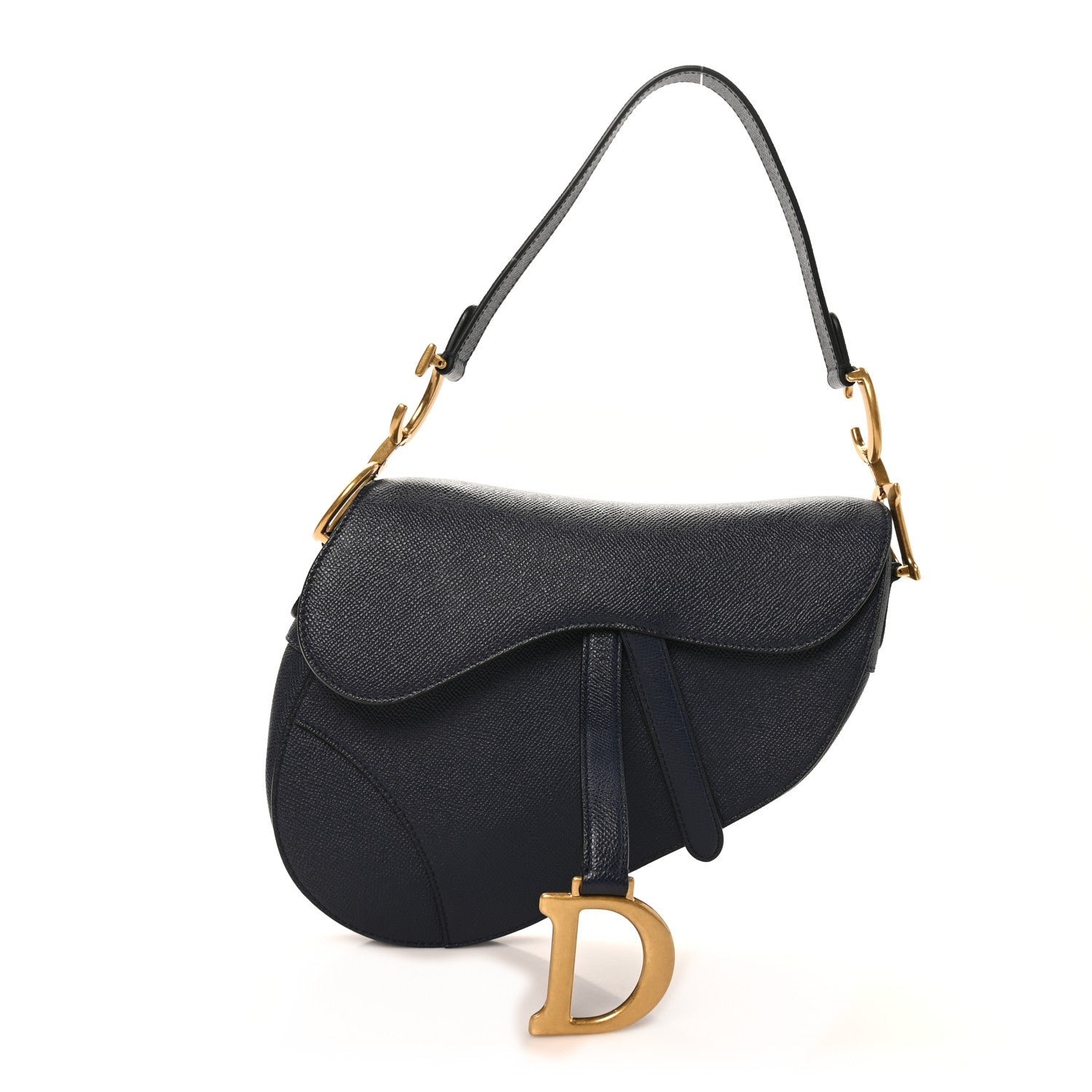 Christian Dior Grained Calfskin Saddle Bag Navy