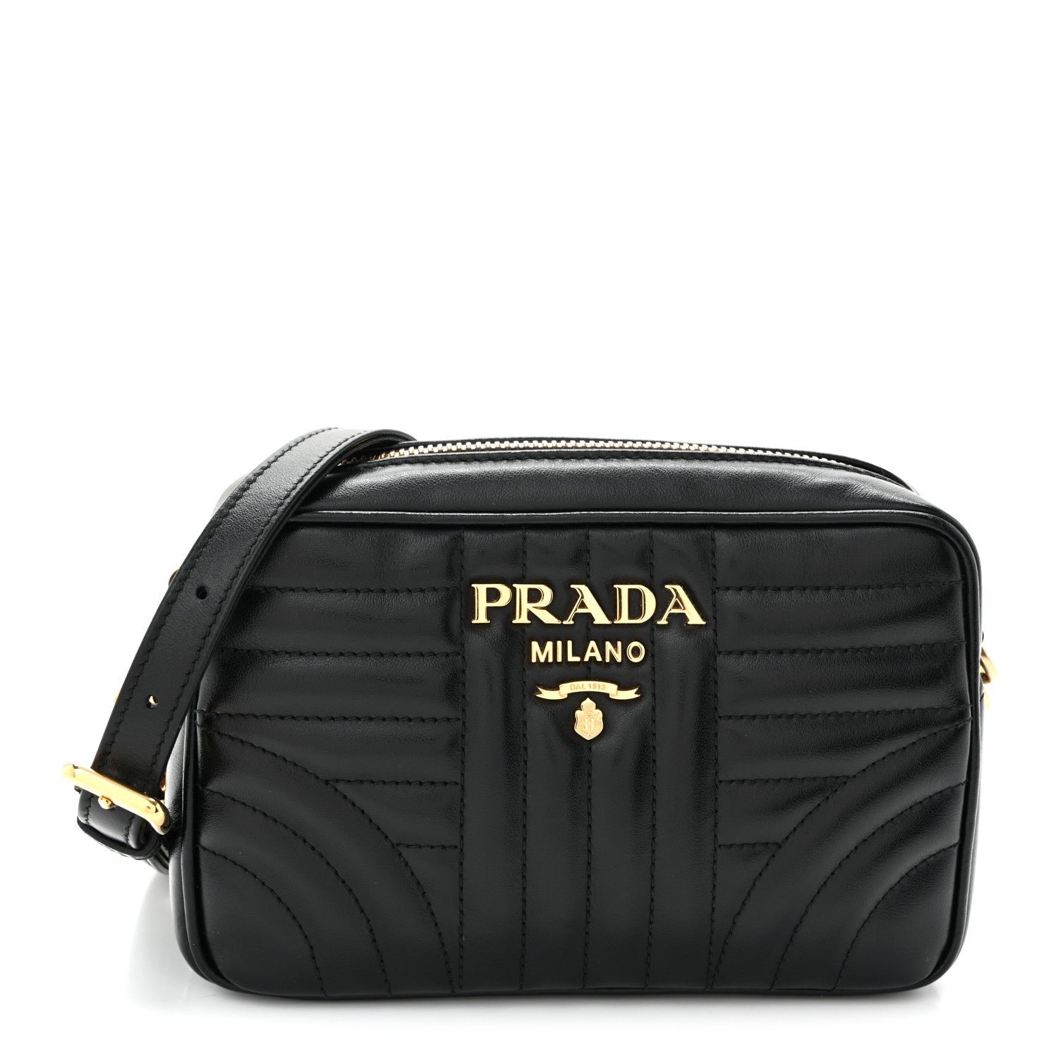 Prada Soft Calfskin Diagramme Crossbody Bag Black