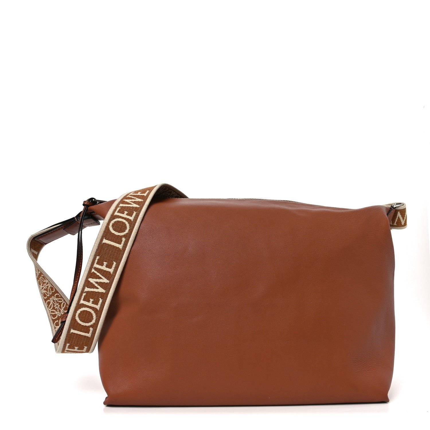 Loewe Supple Smooth Calfskin Jacquard Cubi Crossbody Bag Tan