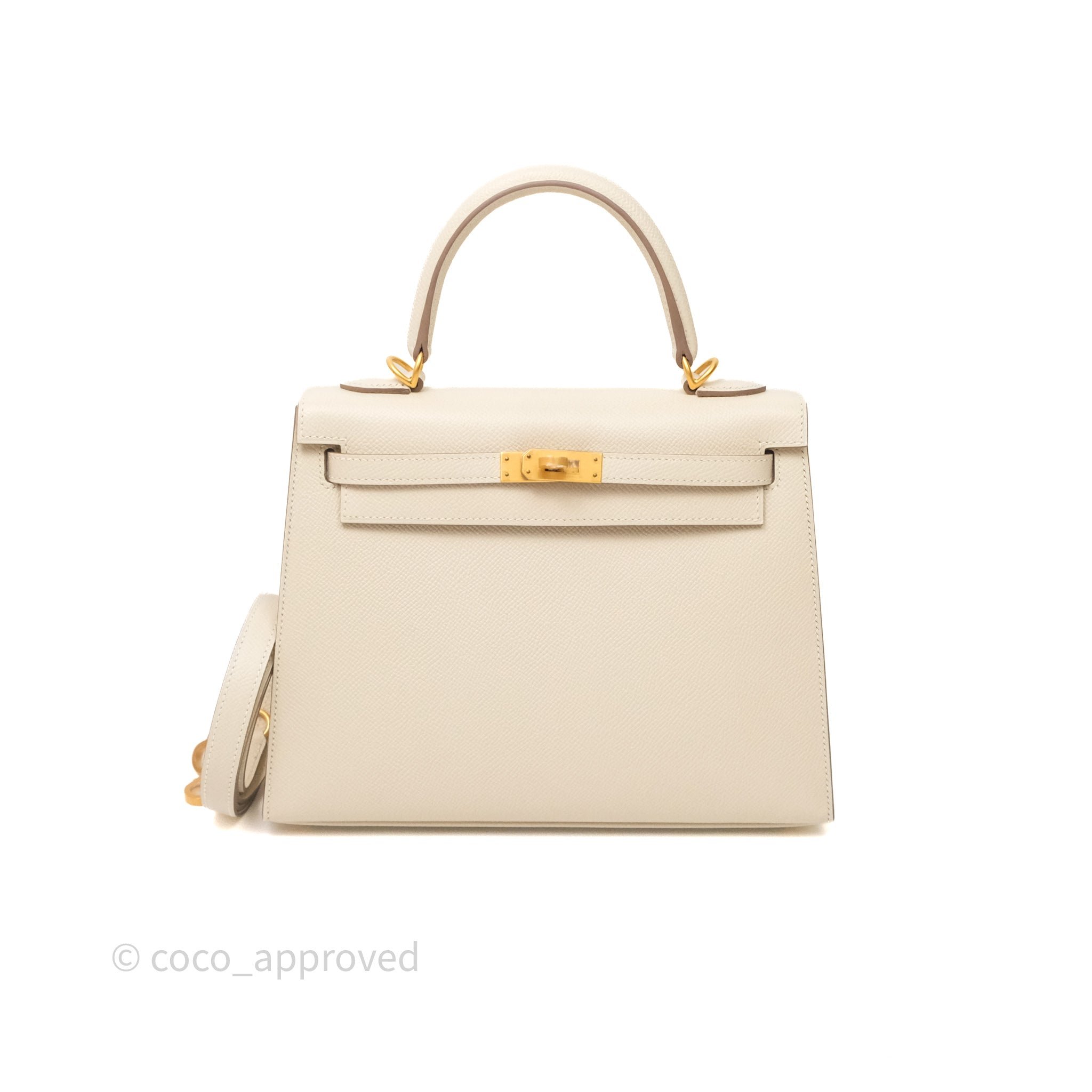 Hermès Kelly 25 HSS Craie 10 Epsom Brushed Gold Hardware