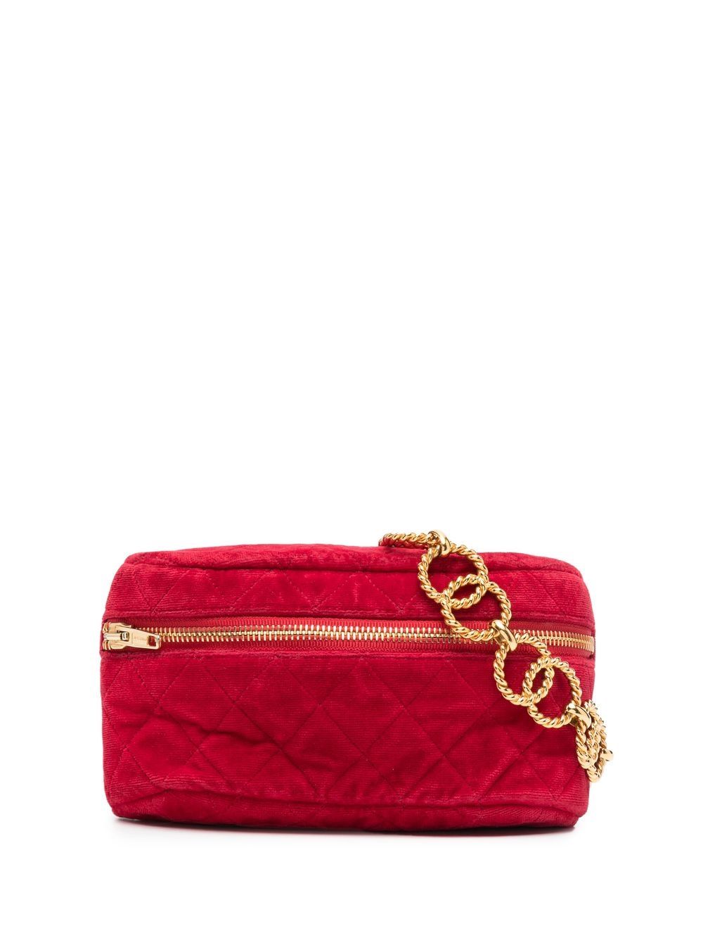 diamond-quilted chain belt bag