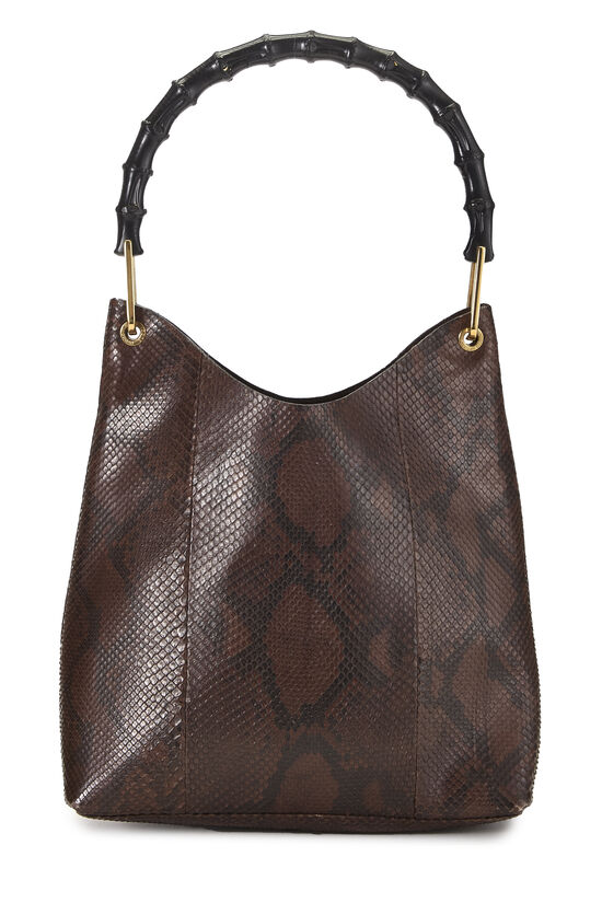 Gucci Brown Python Bamboo Shoulder Bag