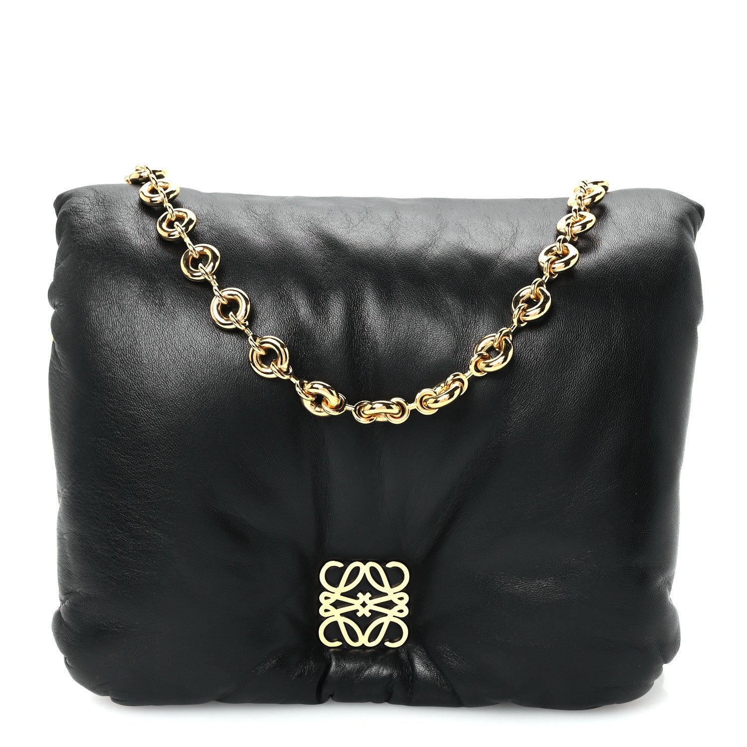Lambskin Small Goya Puffer Bag Black