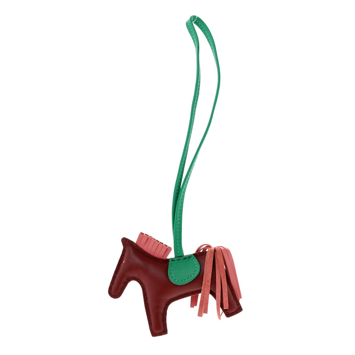 Hermes Milo Lambskin Grigri Rodeo Horse Bag Charm PM Rouge H Rose Indien Menthe