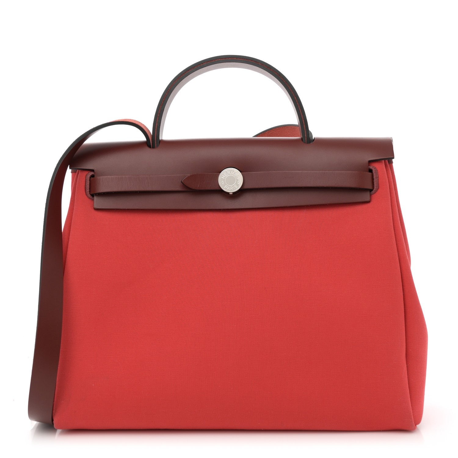 Hermes Toile Officier Vache Hunter Herbag Zip Retourne 31 PM Bougainvillea Rouge H