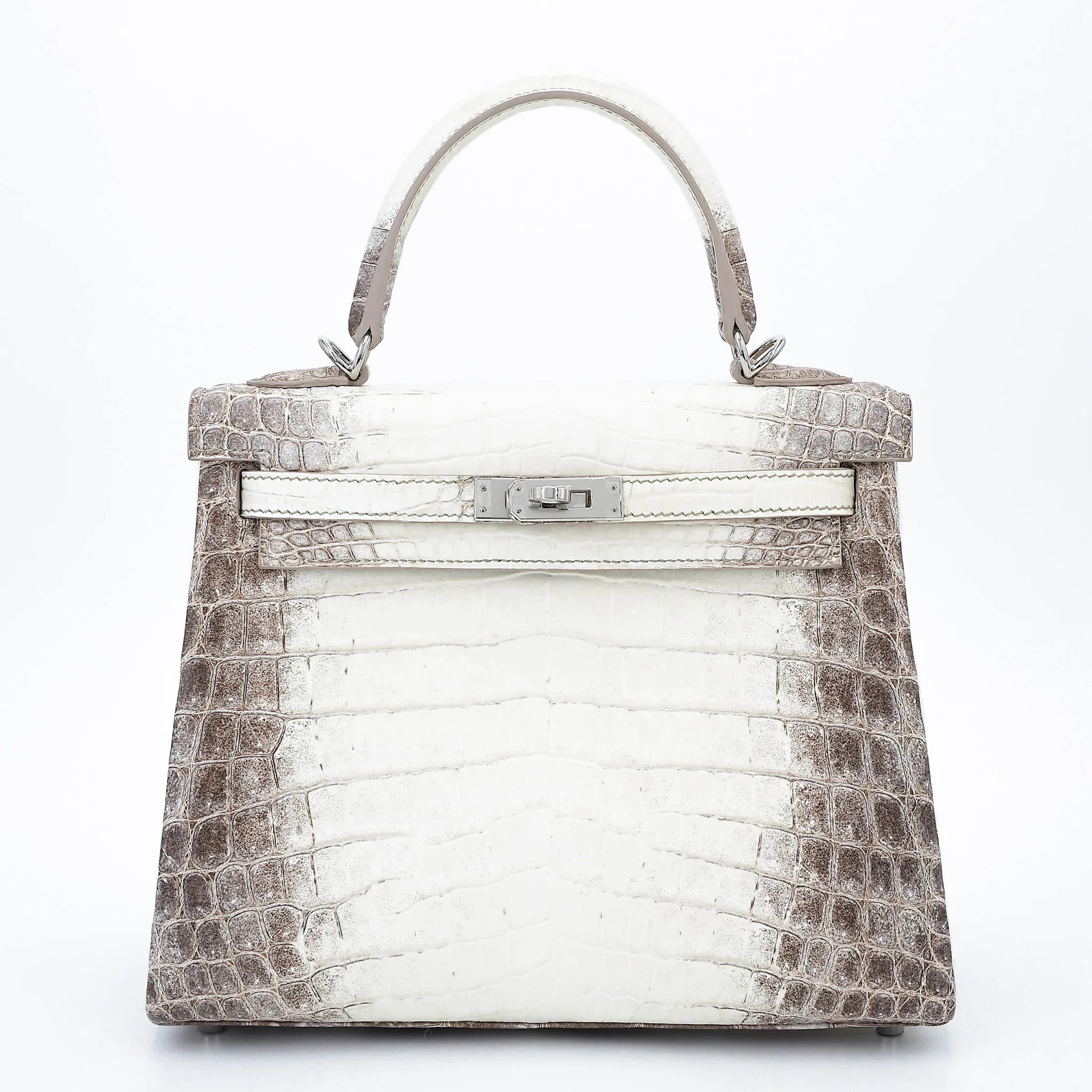 Unused ( Rank NS ) HERMÈS Limited Edition Kelly 25 Himalaya Matte Niloticus Crocodile Palladium hardware Y (2020)