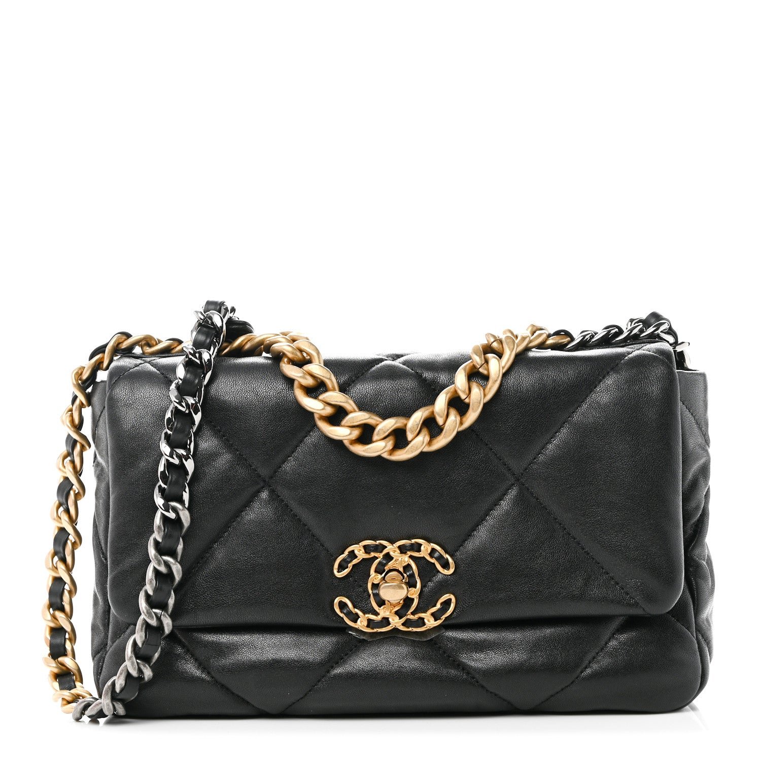 Chanel Lambskin Quilted Medium Chanel 19 Flap Black