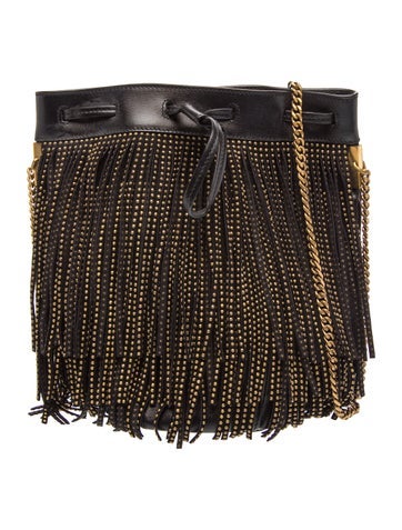 Leather Talitha Studded Fringe Leather Bucket bag Small