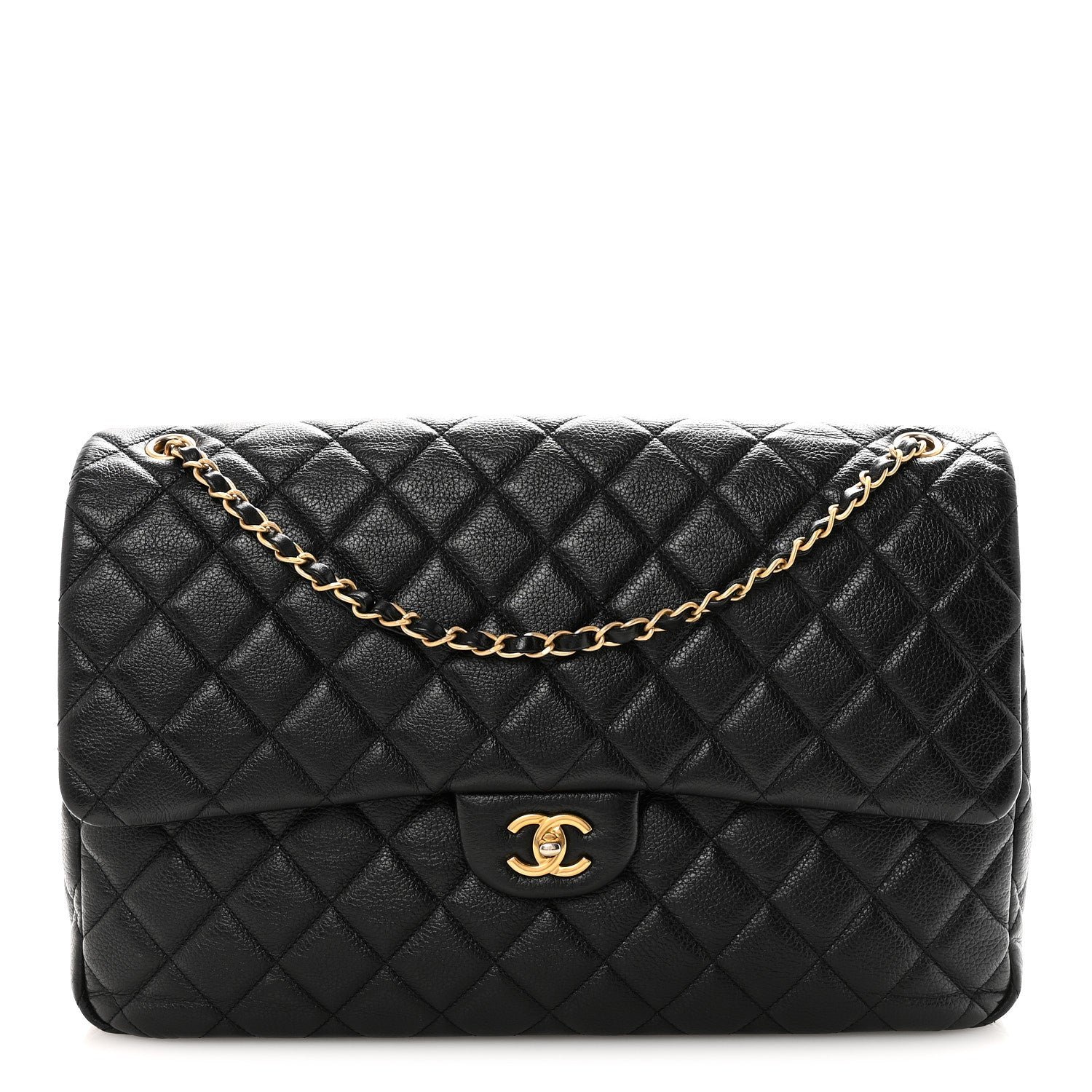 Chanel Grained Calfskin Quilted XXL Travel Flap Bag Black