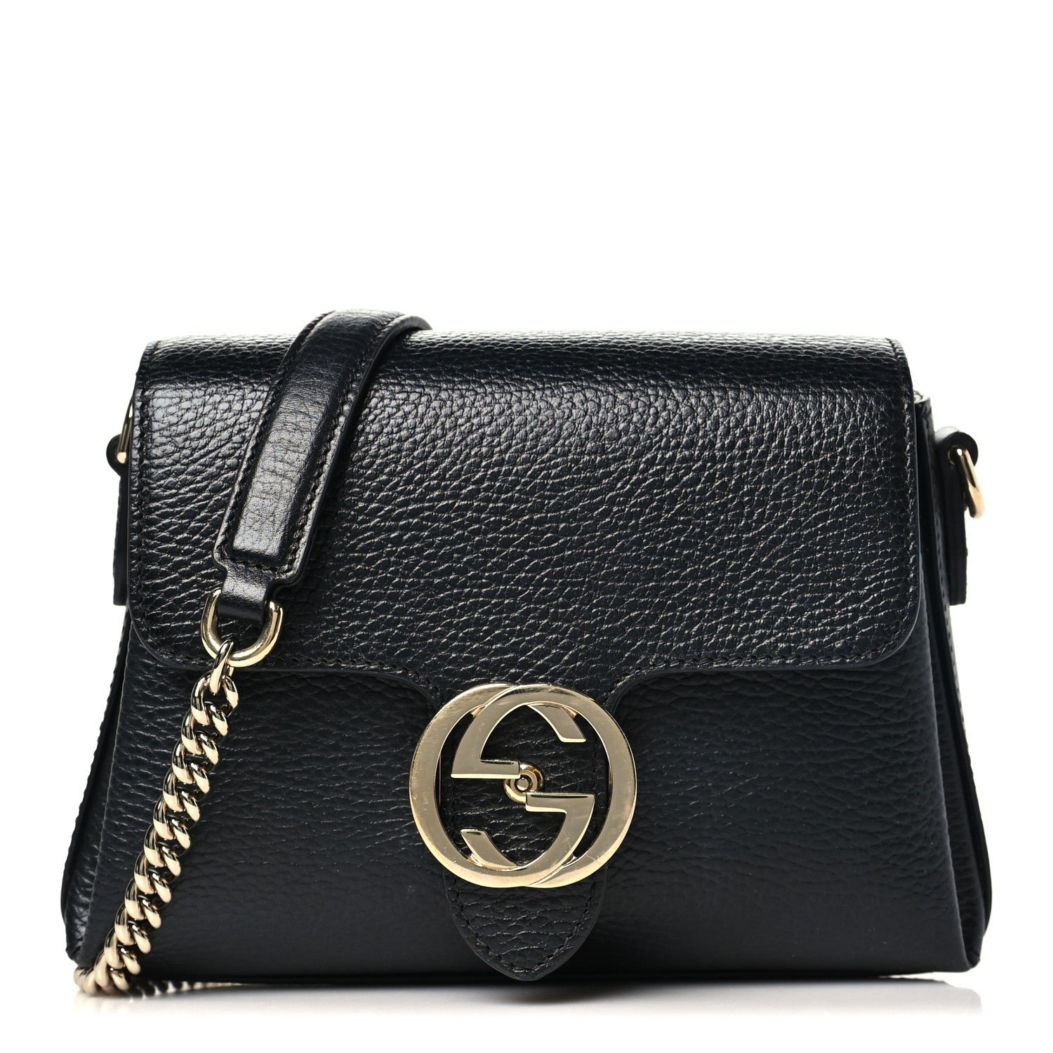 Gucci Dollar Calfskin Interlocking G Crossbody Bag Black