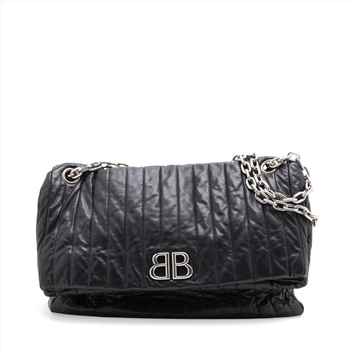 Balenciaga Monaco Leather Chain Shoulder Bag Black 765933