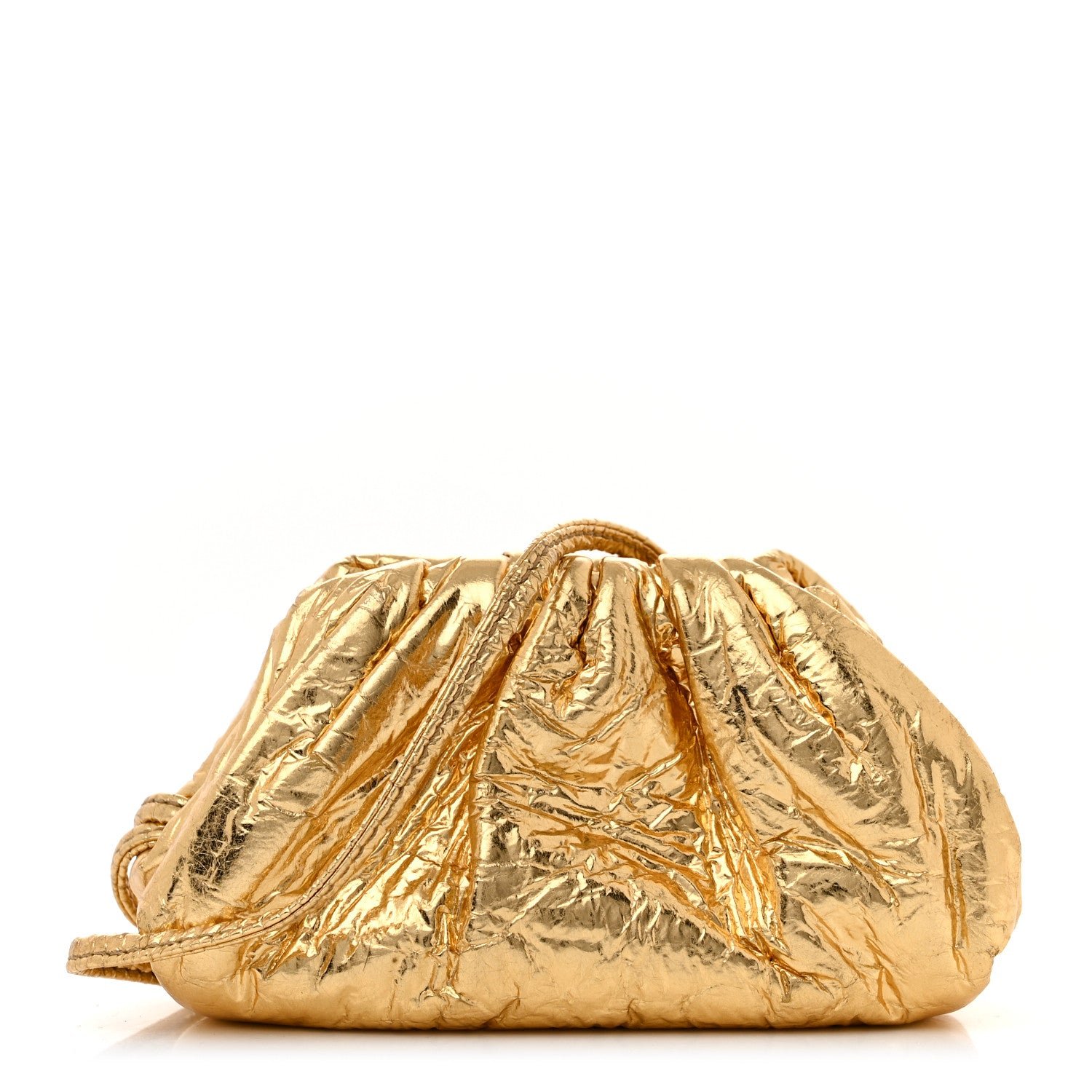 Bottega Veneta Metallic Crinkled Lambskin The Coin Purse Oro