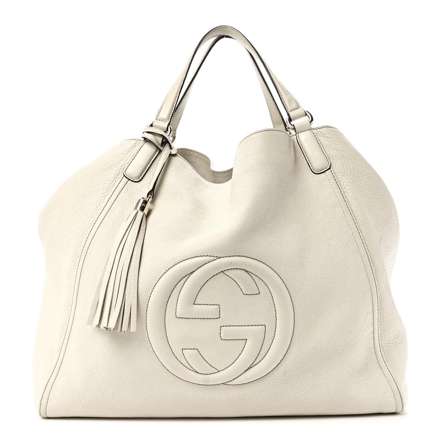 Gucci Pebbled Calfskin Large Soho Shoulder Bag Off White