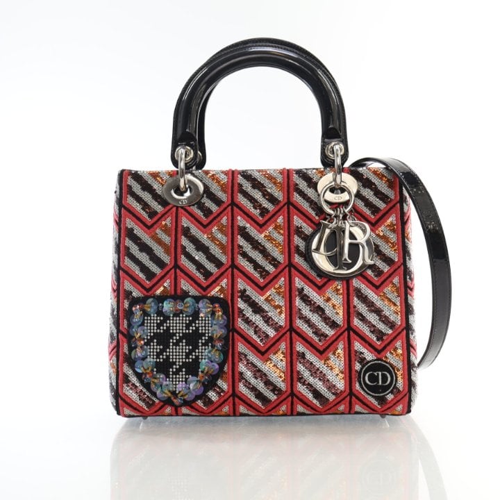 Dior Medium Sequin Embroidered Patent Lady Dior