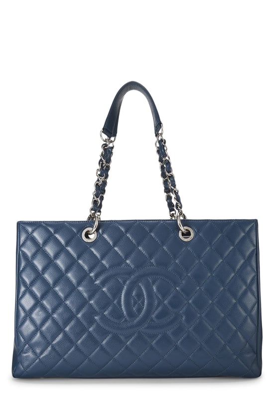 Blue Quilted Caviar Grand Shopping Tote (GST) XL