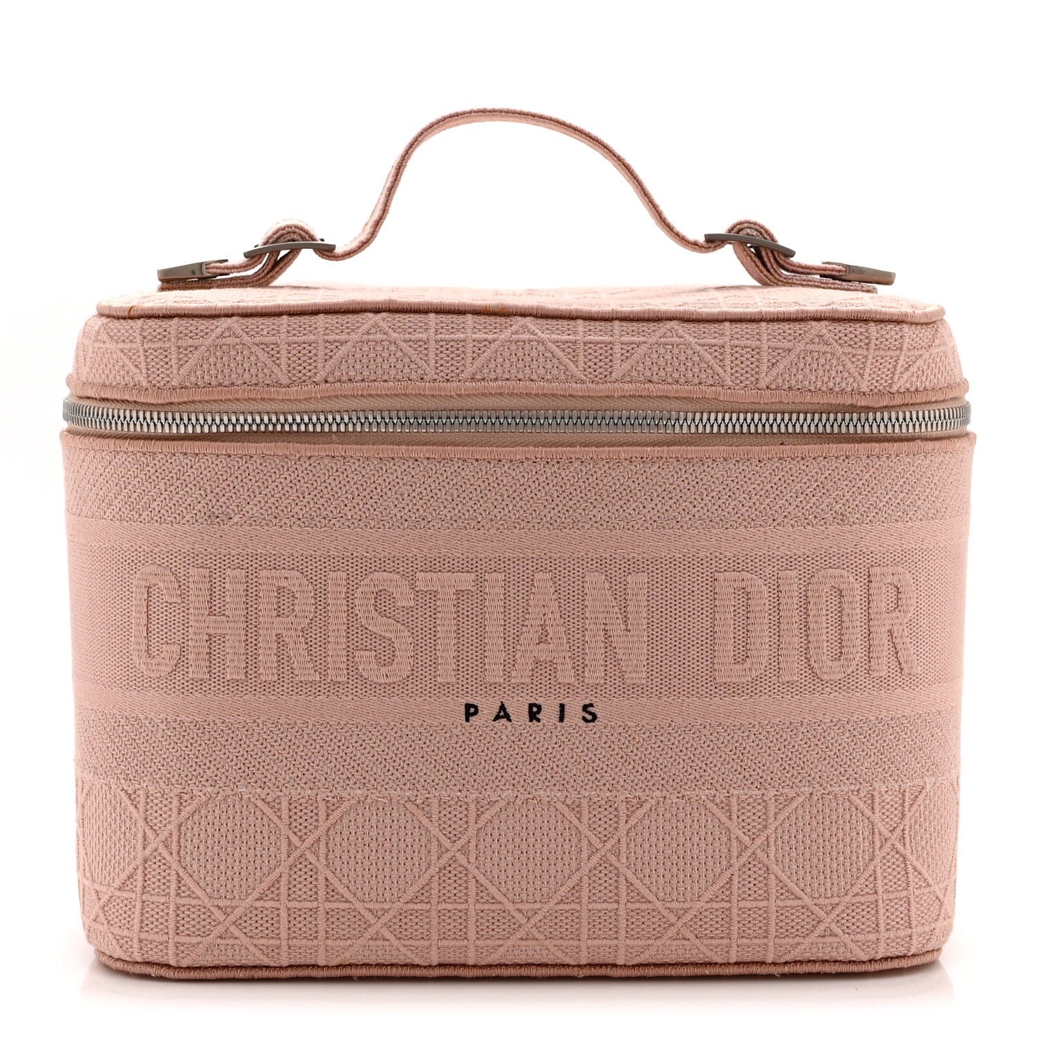 Christian Dior Canvas Embroidered Cannage Diortravel Vanity Case Bois de Rose