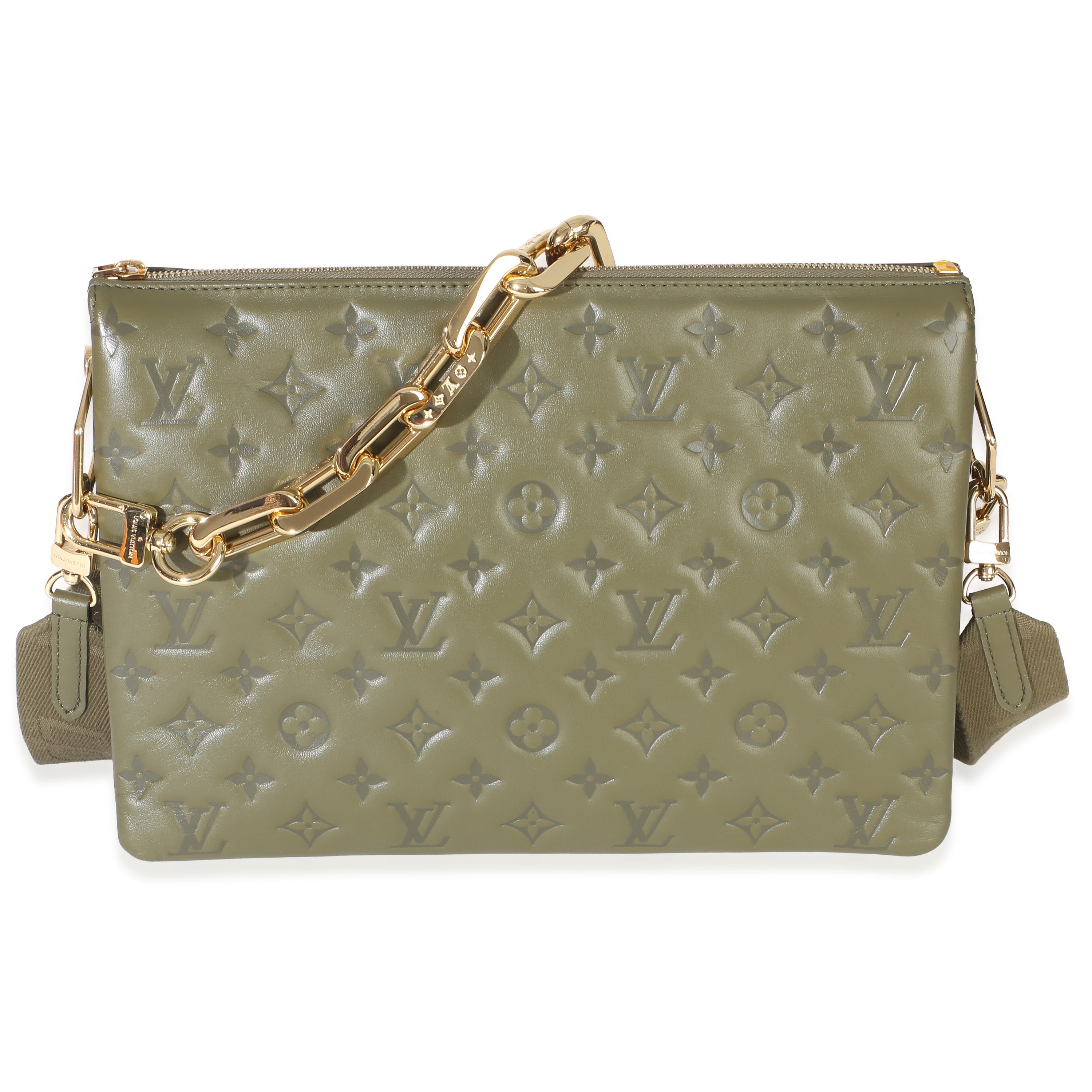 Olive Monogram Embossed Lambskin Coussin MM