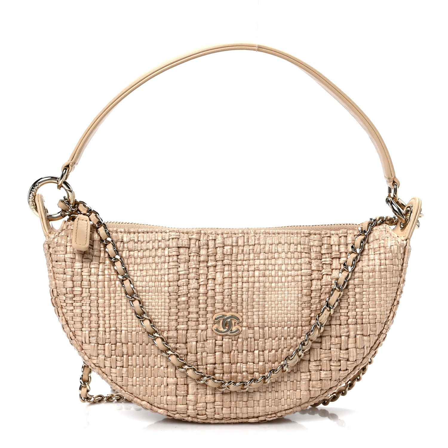 Chanel Raffia Other Shape With Chain Beige