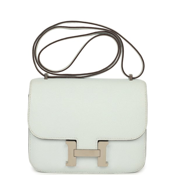 Pre-owned Hermes Constance 18 Bleu Brume Chevre Mysore Palladium Hardware