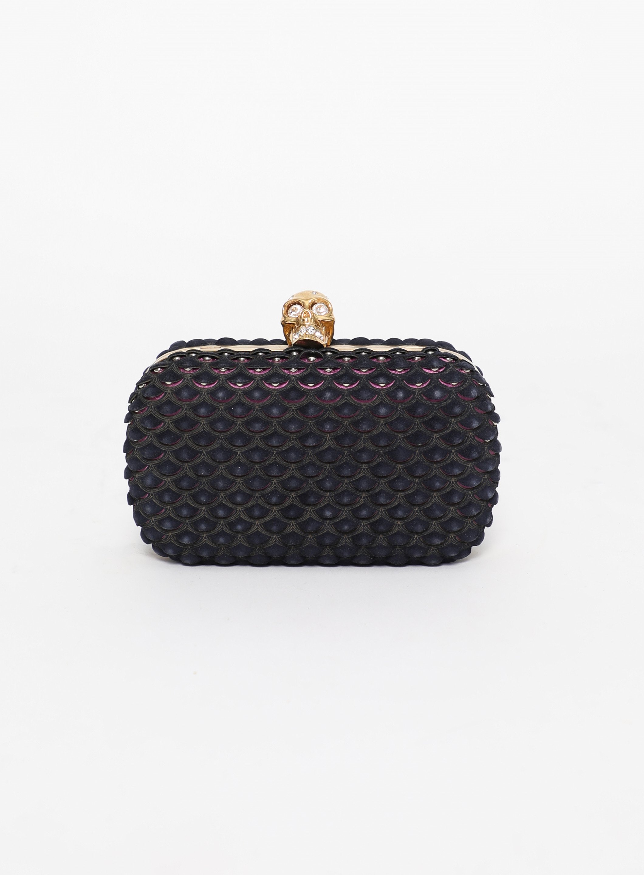 Alexander McQueen Suede Skull Box Clutch