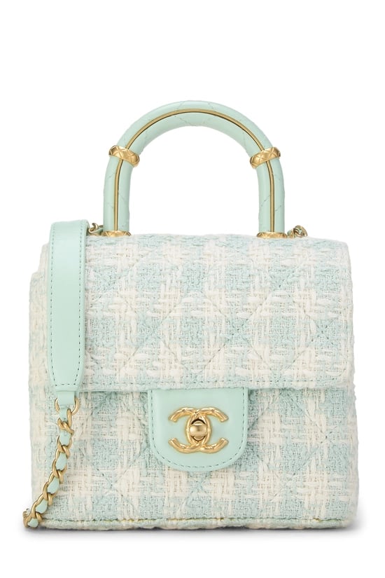 Green Tweed Houndstooth Classic Square Flap Mini