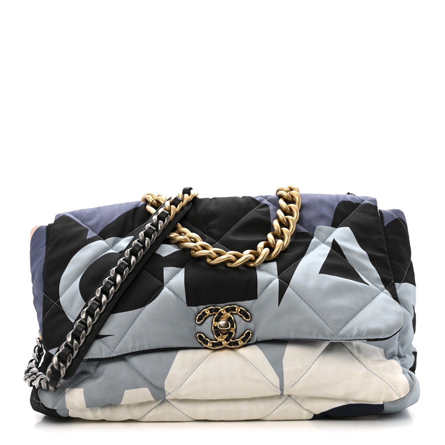 Chanel Chanel Silk Maxi Scarf Chanel 19 Flap Black Blue White