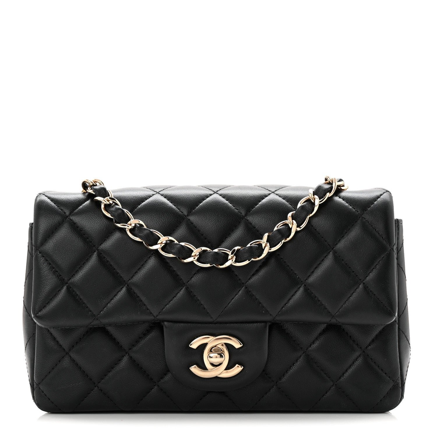 Chanel Lambskin Quilted Mini Rectangular Flap Black