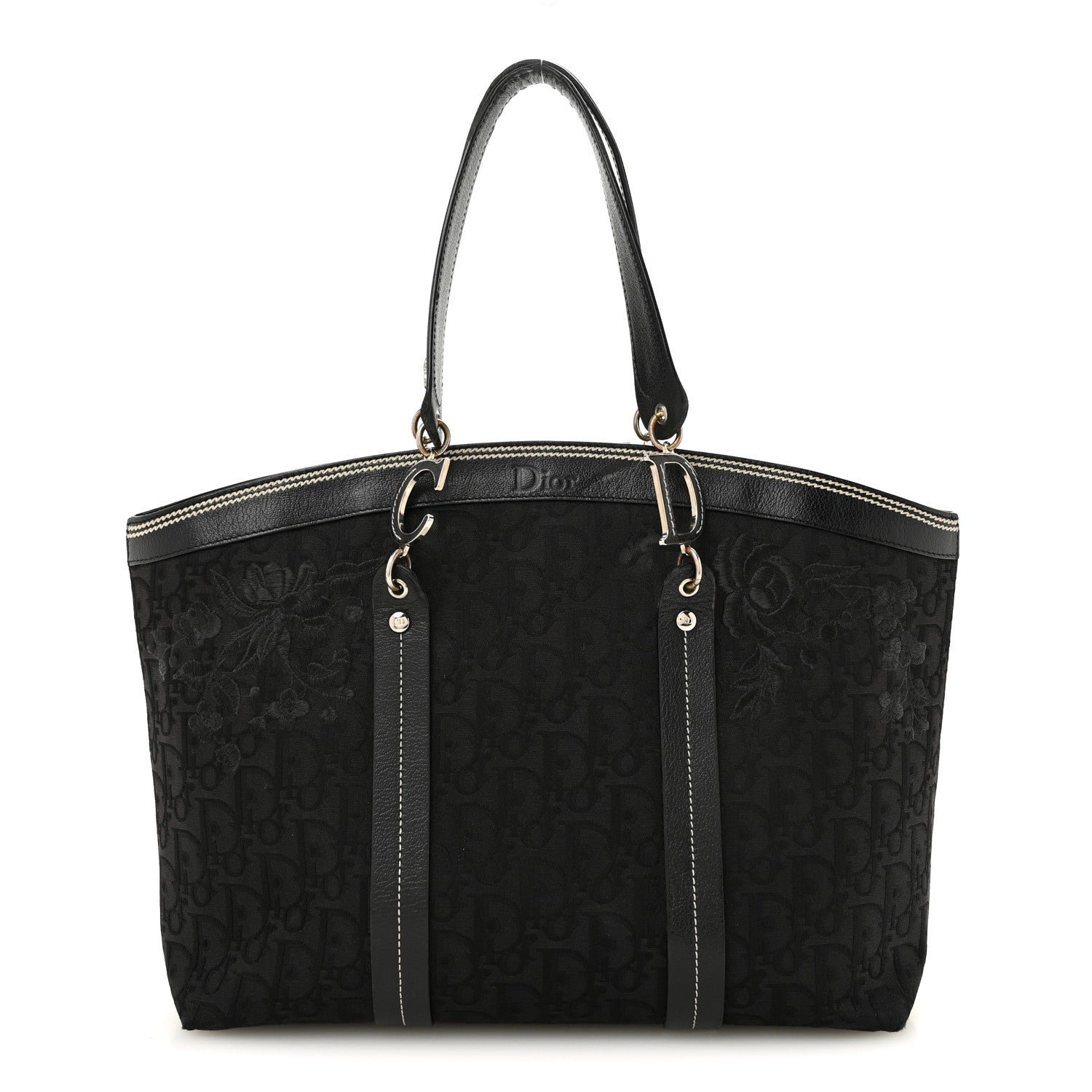 Christian Dior Monogram Vintage Flowers Dome Bag Black