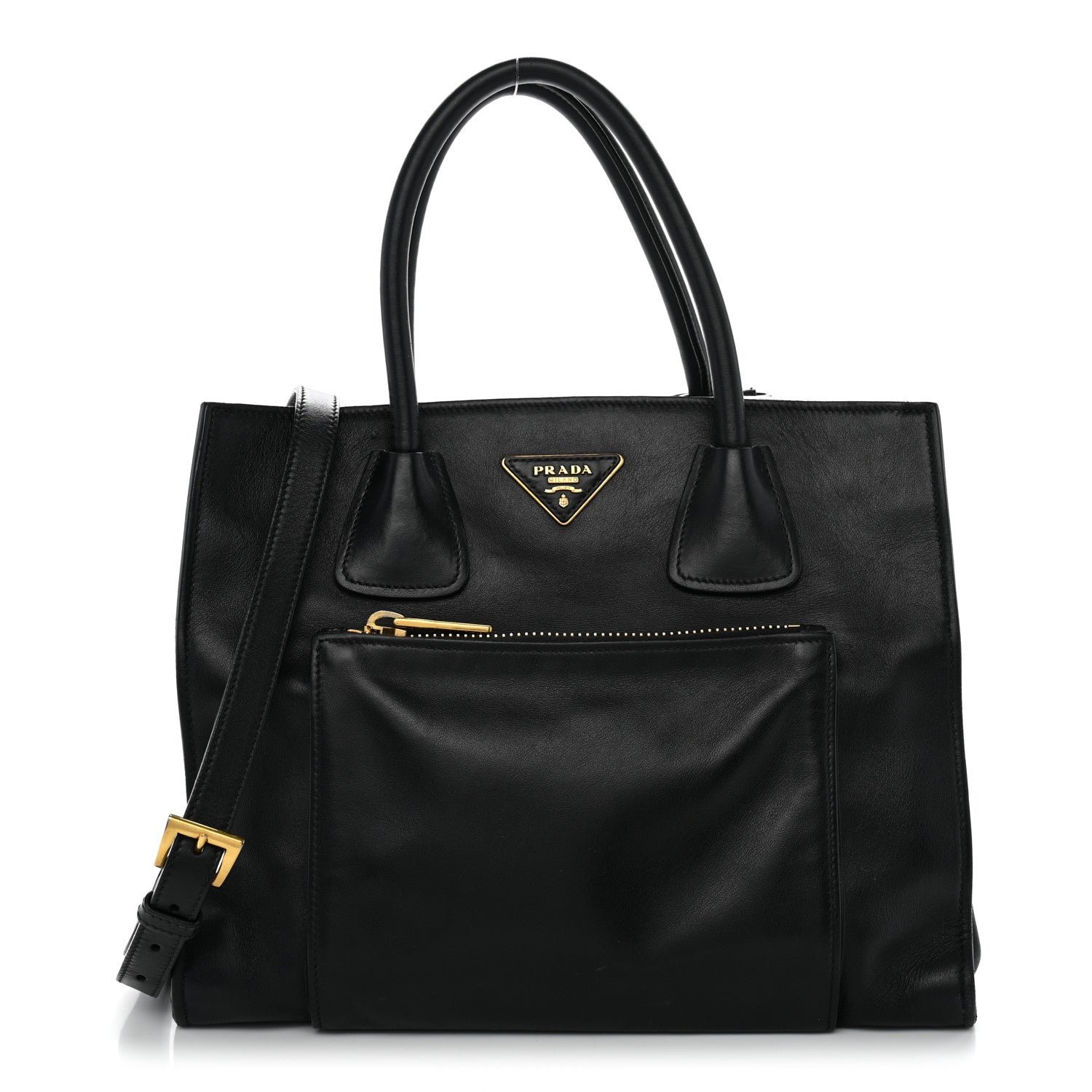 Prada Soft Calf Shopping Tote Black