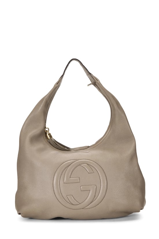 Grey Leather Soho Hobo Large